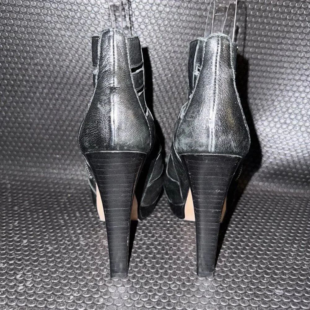 Stuart Weitzman $433 Black Leather Gladiator Platform Heels Womens Size 5M - Picture 3 of 9